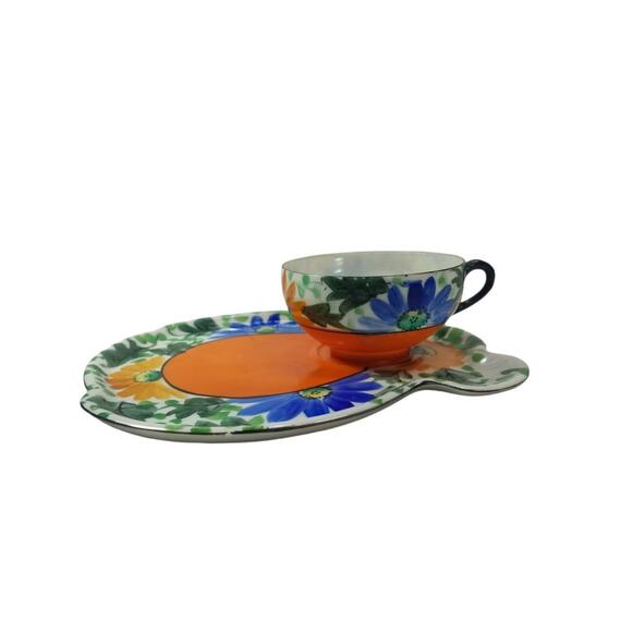 Gold Castle Chikusa Lusterwear Snack Plate and Tea Cup Hand Painted Japan - Picture 3 of 6